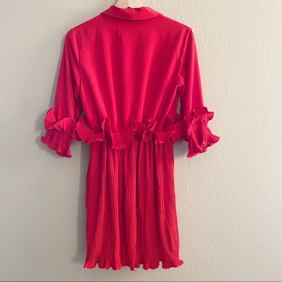PrettyLittleThing Frill Red Skater Dress - Picture 7 of 9